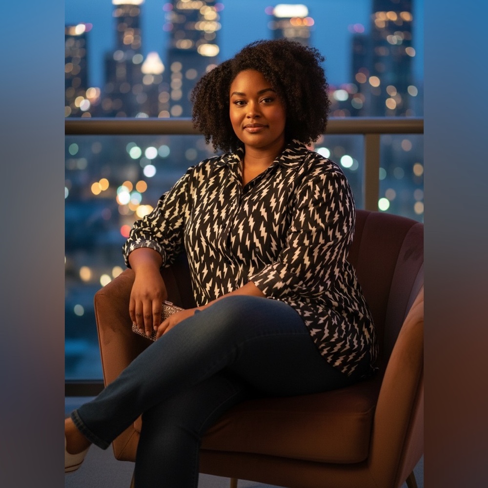 Authentic Givenchy Monochrome Lightning Blouse Si… - image 1